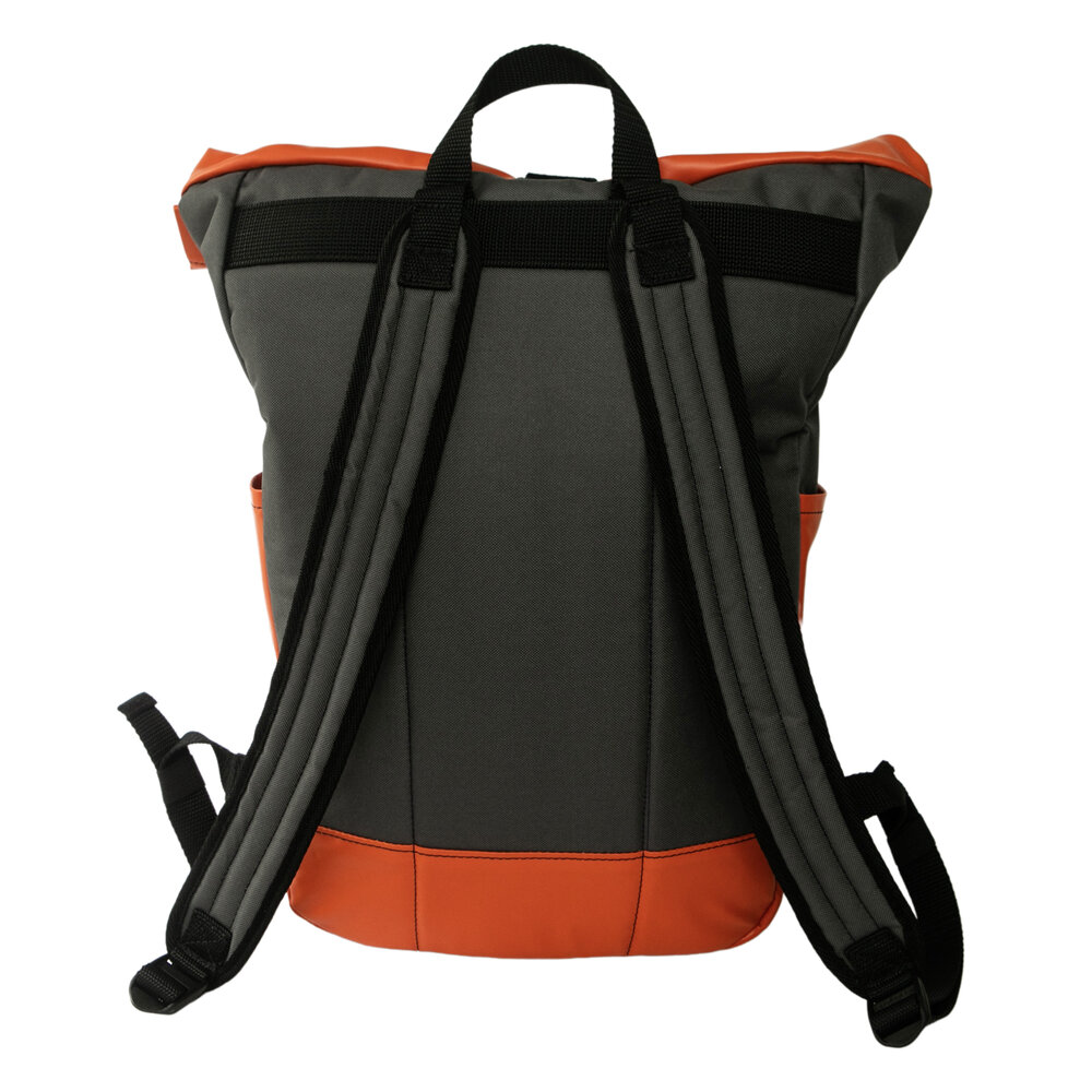 The Rugged Roll Top Backpack- Navy/ Orange