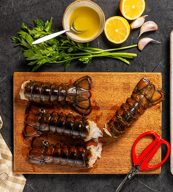 Maine Lobster Tails, on table, ShopLobster Deals