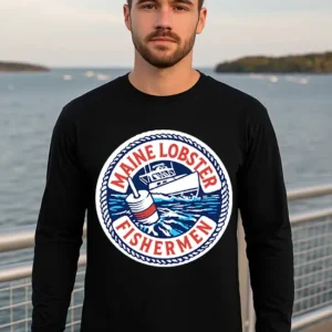 Maine Lobster Fishermen Logo on Long Sleeve shirt