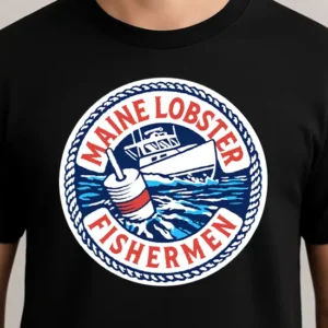 maine lobster fishermen large logo t shirt